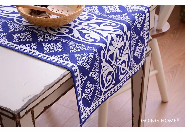 Национальный стиль синий и белый еда фотографии Хлопок Ткань коврики колодки прямоугольные салфетки на стол украшения Аксессуары