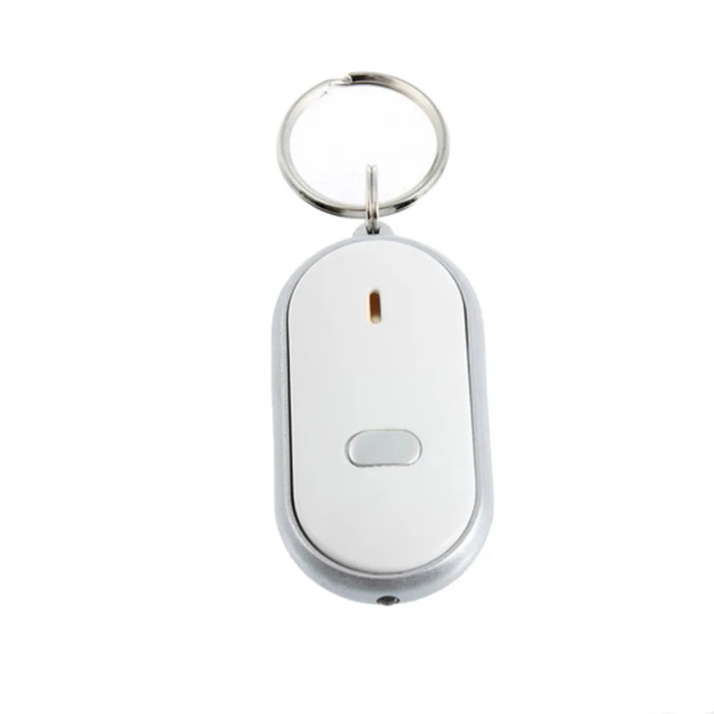 

White Smart Finder Key Locator Anti-Lost Keys Chain Keychain Whistle Sound Control with LED Light Wholesale