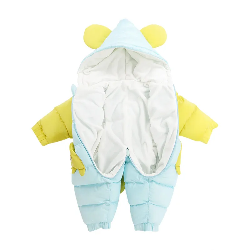Russian Winter Christmas Baby Clothes Outwear Newborn Cartoon Elephant SkyBlue Baby Boy Rompers Kids Thick Jumpsuits New Arrival04
