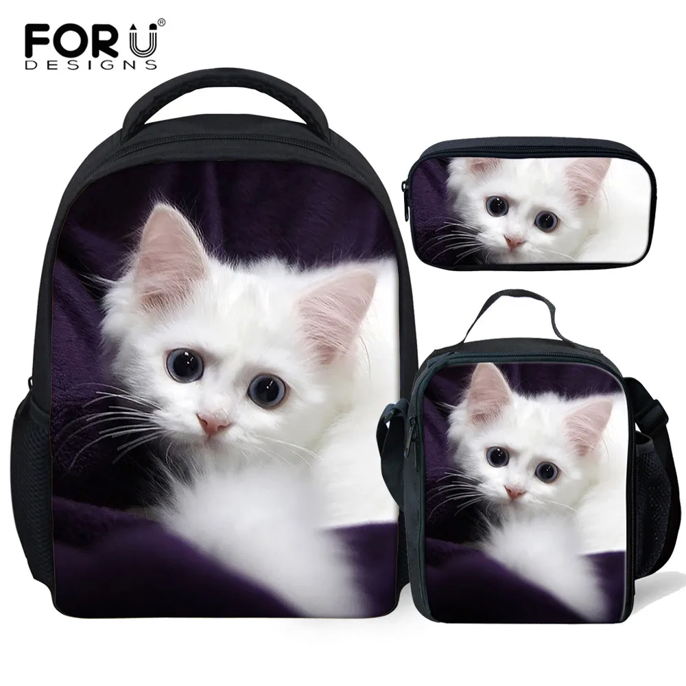  FORUDESIGNS 3Pcs/set Adorable Cat School Bags for Kids Girls Kindergarten Preschool Backpack Childr - 33062270039