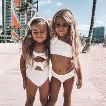 Crianças bebê menina sólida arco-nó maiô maiô biquíni beachwear 2021