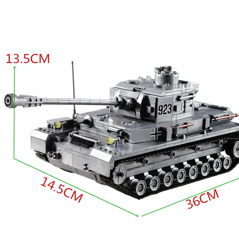 

Compatible with legoeings 1193pcs Large Panzer IV F2 The tiger Tank Building Blocks Kit Military Army Toy Tank Models