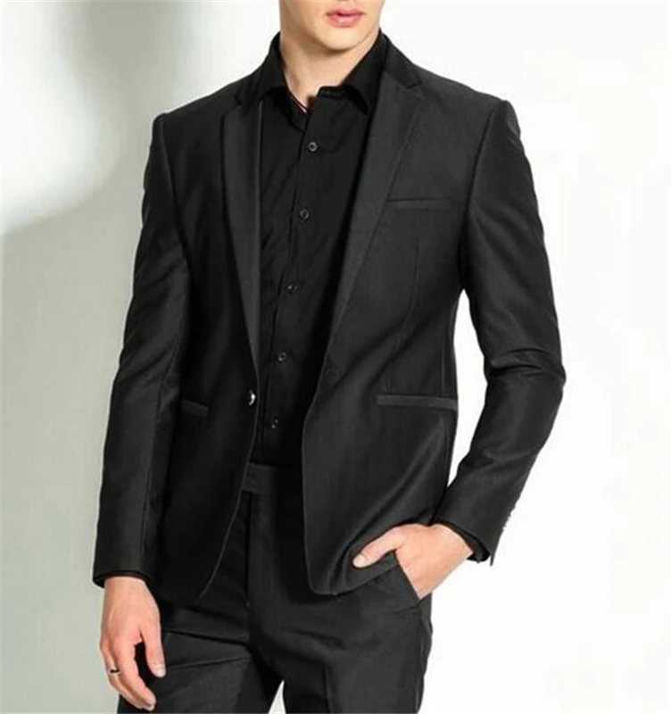 Black Notch Lapel Custom Made Men's Casual Suits With Pants Groom Wedding Party Tuxedo Suit Prom Man Suits Tuxedo Suits Blazer Black Notch Lapel Custom Made Men's Casual Suits With Pants Groom Wedding Party Tuxedo Suit Prom Man Suits Tuxedo Suits Blazer