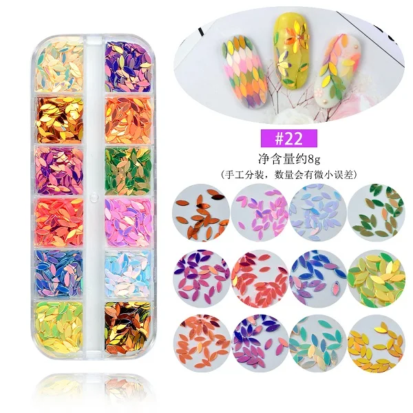 12 Grids Multi Style Glass Nail Rhinestones Mixed Colors AB Crystal Caviar 3D Charm Pearl DIY Alloy Manicure Nail Art Decoration - Цвет: 22