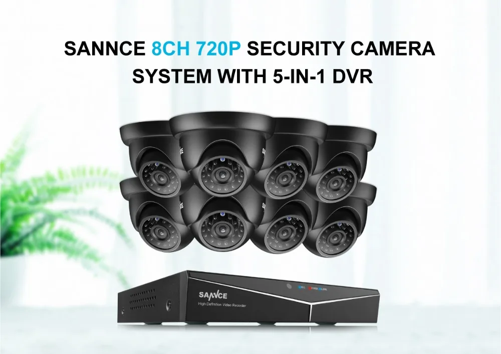 SANNCE 8CH 720P камера безопасности системы HDMI 5в1 DVR с 8 шт TVI 720P Открытый всепогодный CCTV домашний комплект видеонаблюдения