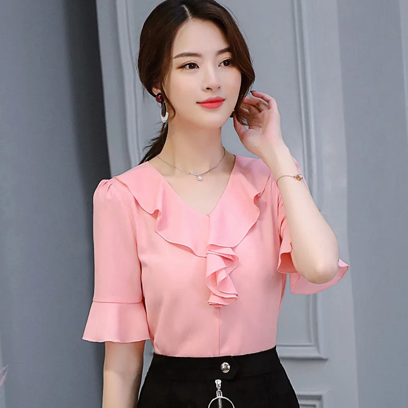 

Summer Fashion Women Sweet Korean Casual Chiffon Shirts Blouses