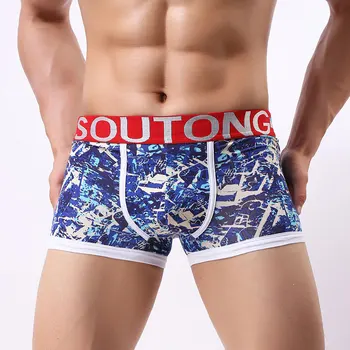 

Sexy Men Underwear Modal Cotton Boxers Shorts Man Printed Breathable U Convex Pouch Underpants cueca calzoncillo M-XXL