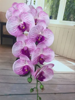 

9 Heads 96cm artificial Phalaenopsis flower source material real touch soft high quality orchid purple color green color
