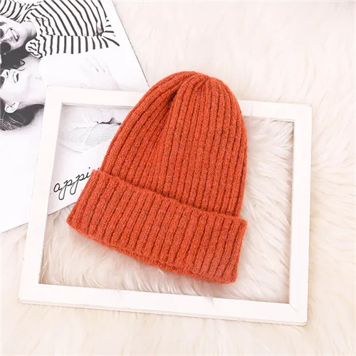 Новая Корейская версия мохера для мужчин и женщин, вязаная шапка для путешествий, ветрозащитная зимняя теплая шерстяная шапка Skullies& Beanies - Цвет: Оранжевый