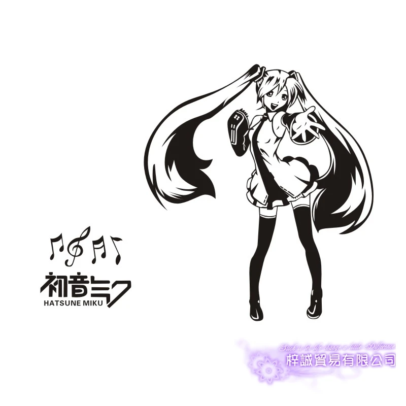 Hatsune Miku Наклейка на стену виниловая наклейка на стену s Наклейка Декор для дома декоративное украшение аниме Hatsune Miku наклейка на машину