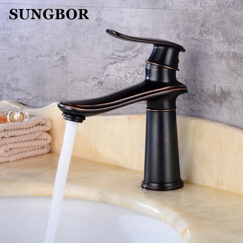 Antique Black Basin Faucets Modern Bathroom Mixer Tap Brass Wash Basin