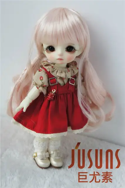 JD337 1/8 1/6 1/4 Pretty Synthetic Mohair BJD Wigs Suit For Size 5-6 Inch 6-7 Inch 7-8 Inch Doll Free Shipping Doll Hair Only Blend Pink