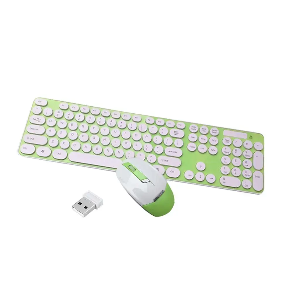 Dhl ИЛИ ems 20 шт 2,4G Беспроводная оптическая Клавиатура Мышь Набор Универсальный круглый ключ стиль ПК компьютер адаптер для клавиатуры набор - Цвет: Зеленый