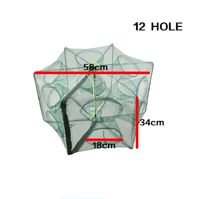 Складная портативная Автоматическая рыболовная сетка клетка для креветок приманки для крабов литая Сетка Ловушка 58*34 см наружная сетка - Цвет: 12 HOLE