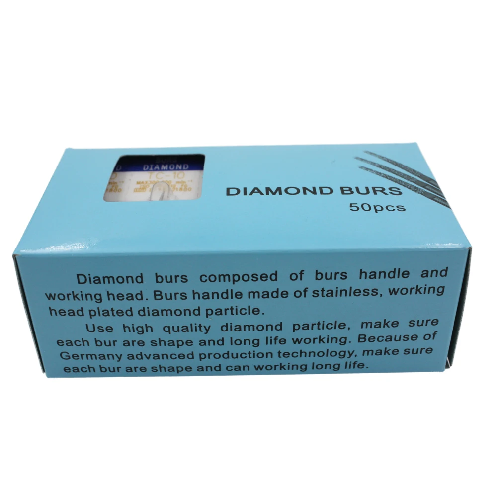 

50pcs Single Size Diamond Burs for High Speed Handpiece FG 1.6mm Air Turbine Dentist Clinic
