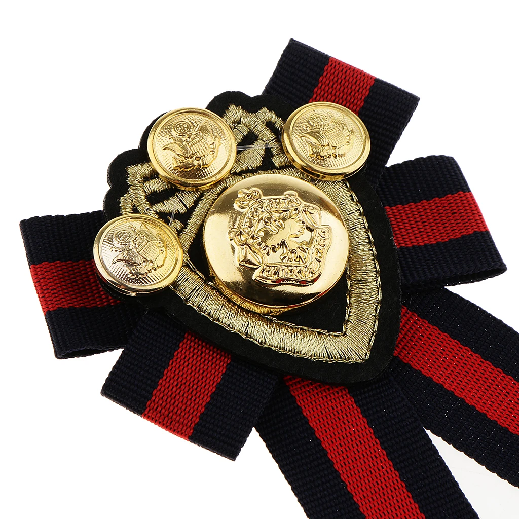 Pre-tied Bowknot Brooch Fabric Bow Tie Nautical Themed Men Wome British School Girls Badge Pin Clip