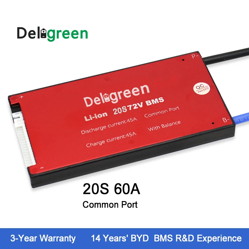 

Deligreen 20S 60A 72V PCM/PCB/BMS for lithium battery pack 3.7v rated 18650 Li-Po LiNCM Battery Pack