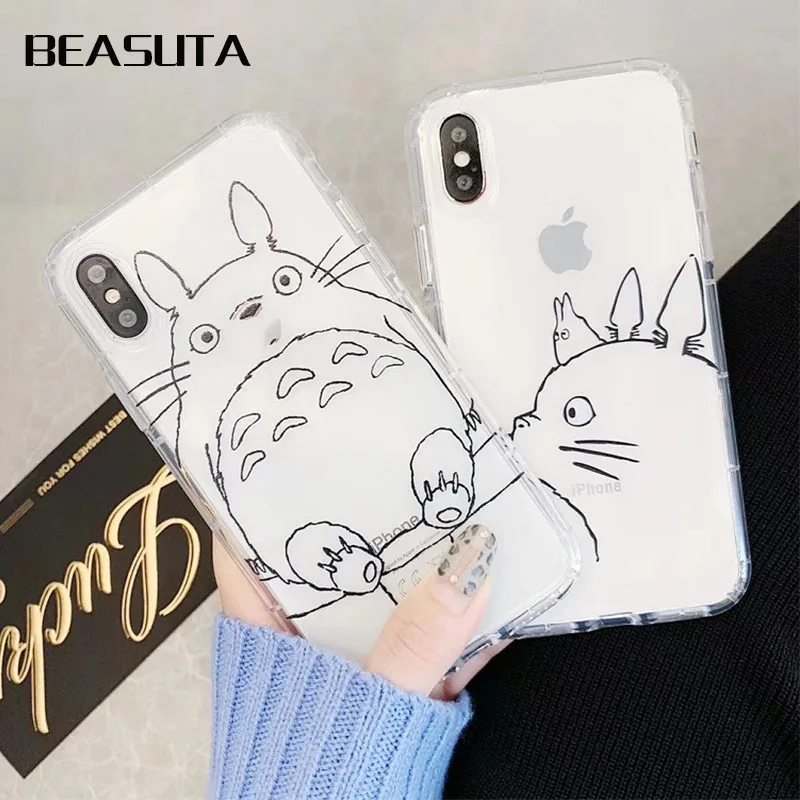 

Cute Totoro Spirited Away Ghibli Miyazaki Anime Kaonashi Soft Clear Phone Case For iPhone XS Max XR 7 7Plus 6 6S 8 8plus case