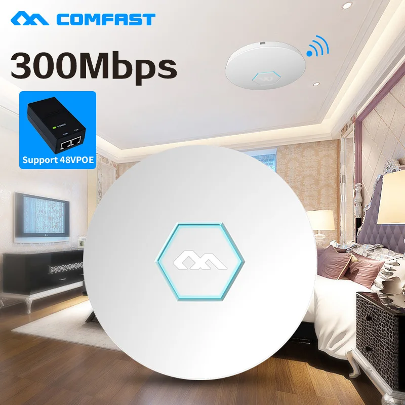 

300Mbps Ceiling AP COMFAST 2.4GHz Wireless Wi fi AP 802.11b/g/n Wifi Extender with 48V POE 16 Flash WiFi Access Point for hotel