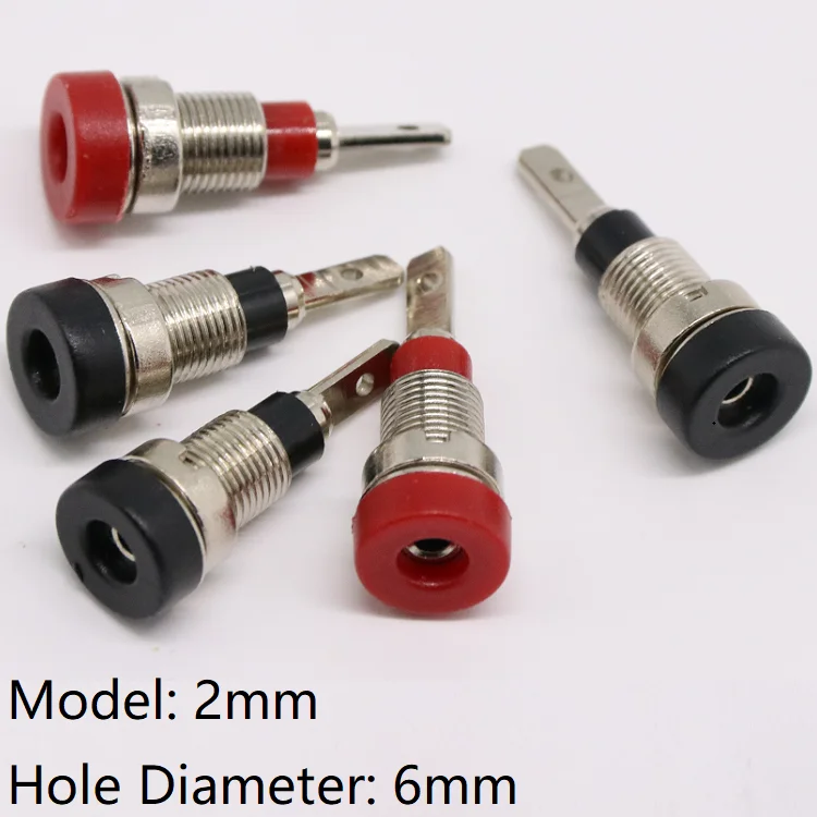

10pcs 2mm Copper Female Banana Plugs Head Insulate Terminal Binding Post Panel Mount Hole 6mm Adapter Socket Jack Wire Connector