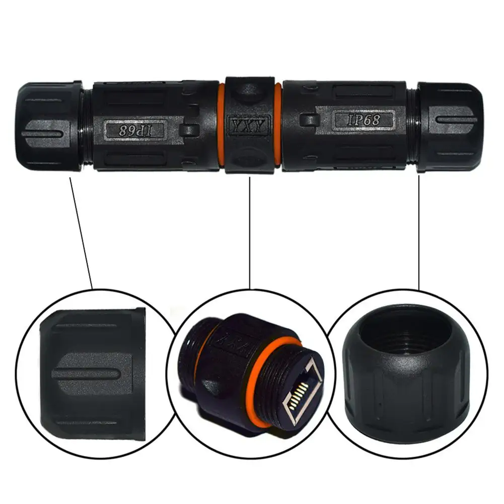 

AC/DC Waterproof RJ45 Ethernet Network Cable Connector Wire Extension Adapter