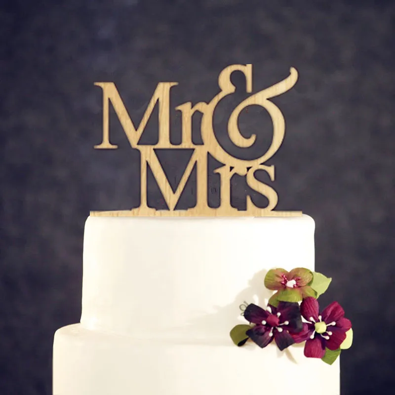 

Wooden Wedding Cake Topper Mr and Mrs Cake Topper Unique Wedding Cake Topper Wooden Color free shipping