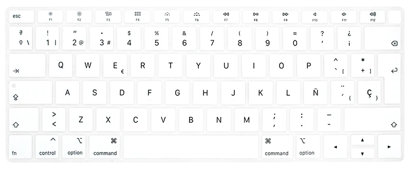 Испанский Чили чехол для клавиатуры ноутбука для macbook air 13 A1932 ЕС крышка клавиатуры цветная защитная пленка дисплей испанский язык - Цвет: Белый