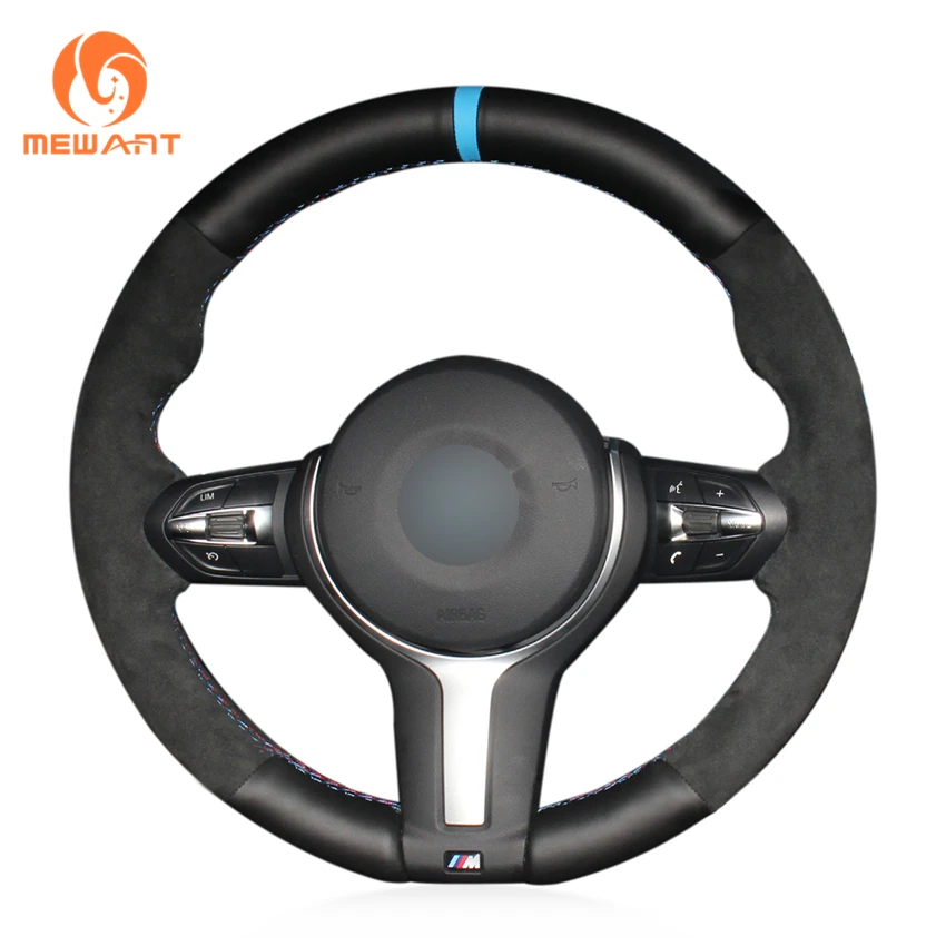Negro cuero genuino de gamuza negro cubierta de volante para BMW F87 M2 F80 M3 F82 M4 M5 F12 F13 M6 f85 X5 M F86 X6 M F33 F30 M - 1