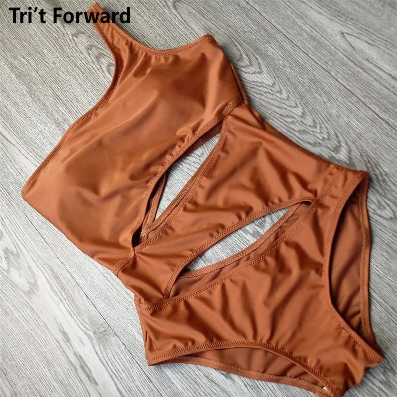 

Solid One Shoulder One Piece Swimsuit Women Sexy Swimwear Hollow Out Monokini Push Up Bathing Suit 2018 Swim Wear Swimming Suits
