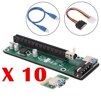 

10 PCS USB 3.0 PCI-E PCI Express 1x to 16x Extender Riser Board Card Adapter with SATA Power Cable and USB Cable