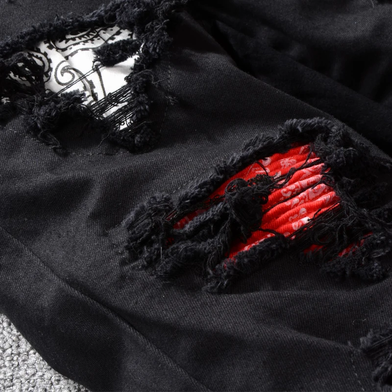 Fashion Streetwear Men Jeans Black Color Patches Designer Ripped Jeans Men Destroyed Slim Fit Hip Hop 5