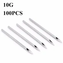 100 unids Estéril Agujas de Calibre 10 Body Piercing Del Oído Del Ombligo Pezón-BPN-10G
