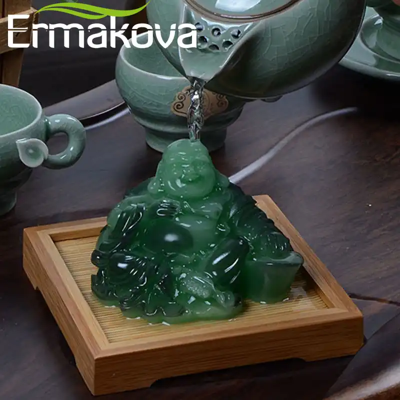 Ермакова Смола меняющая цвет статуя китайская статуэтка Будды фэн-шуй счастливый Чай игрушка для домашних животных украшение дома украшения подарок - изображение