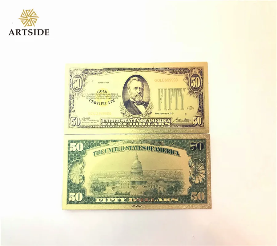 1928 Year American 50 Dollar Bills Gold Foil Paper Currency Money For Home Decor | Дом и сад