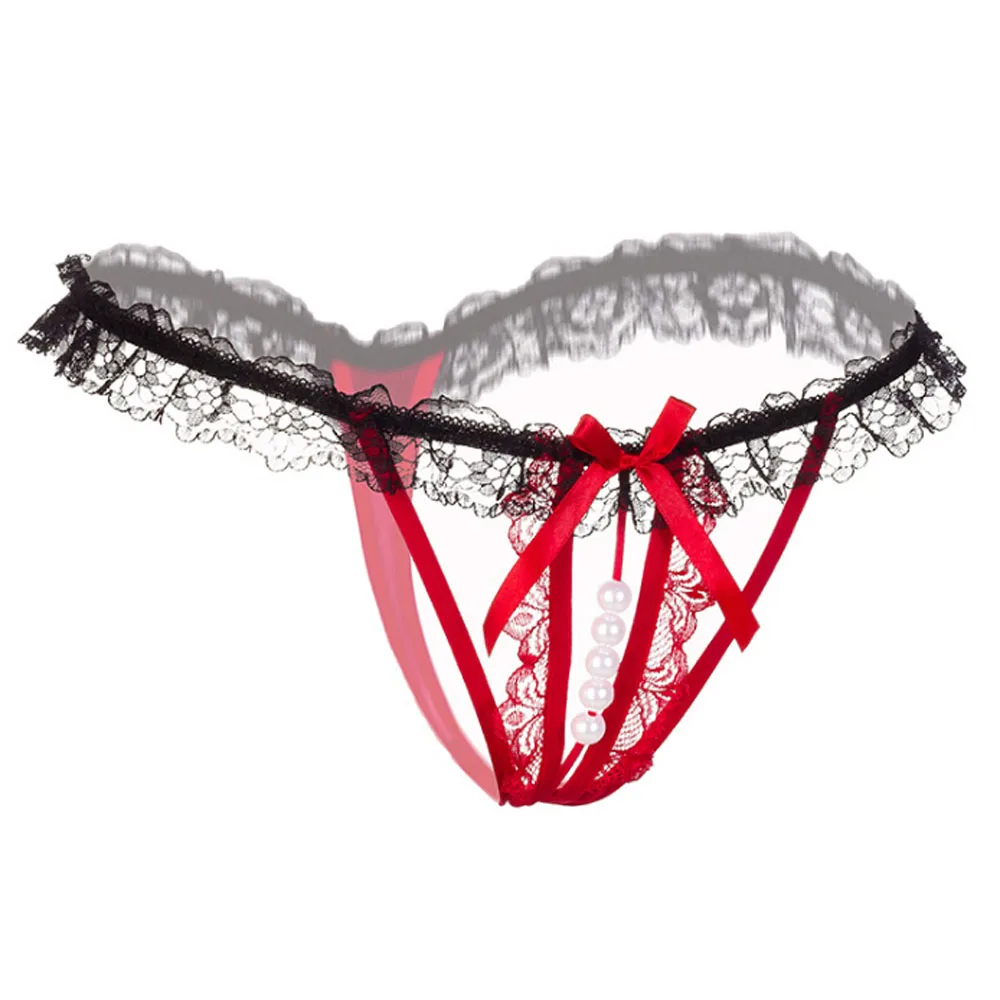 

1PC Lace Women Thongs Crotchless And G Strings Sexy Pearls Tangas Women Sexy Panties Female Erotic Lingerie Bragas Sex Free Size