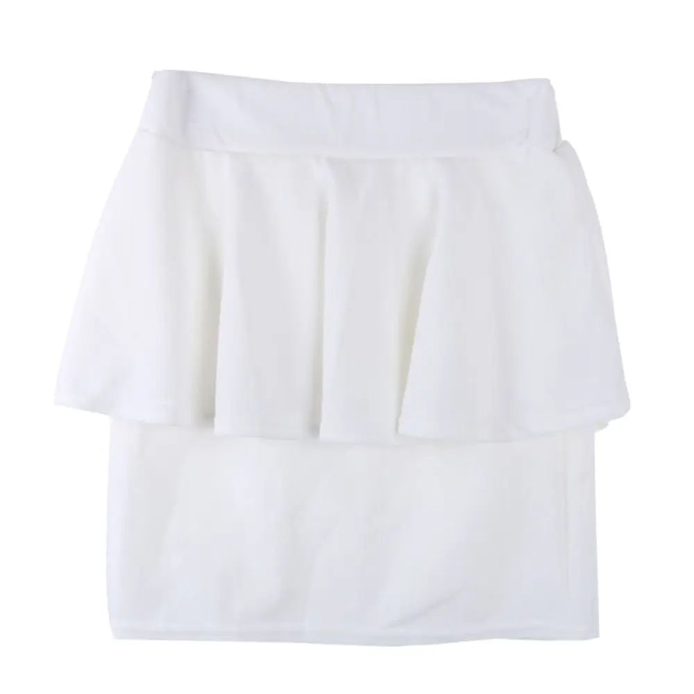Женская юбка-карандаш с высокой талией и баской для девушек, стрейчевая Сексуальная мини-юбка, новинка - Цвет: Белый