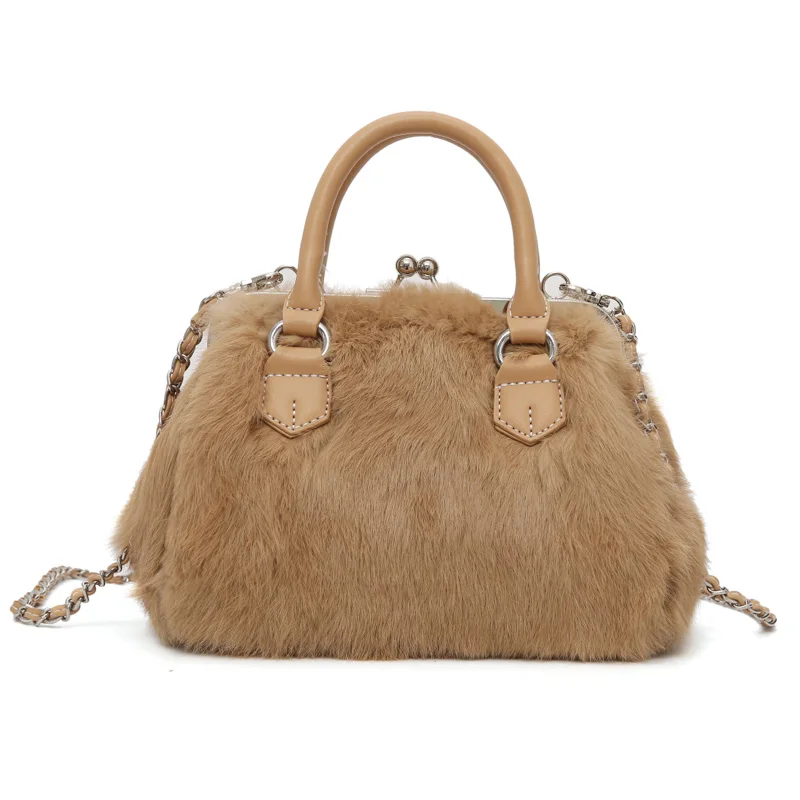 

ICEV new designer bag women messenger bags famous brand cute faux fur shoulder bag solid clip handbags day clutch crossbody sac