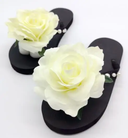 HAHAFLOWER новая пляжная обувь руководство трехмерная большая роза цветы шлепанцы женские большой размер 45 - Цвет: 13