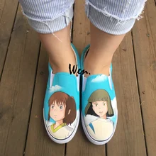 Wen Mens Womens Canvas Sneakers Design Anime Spirited Away Hand Painted Shoes Slip On Flats Choose for Gifts