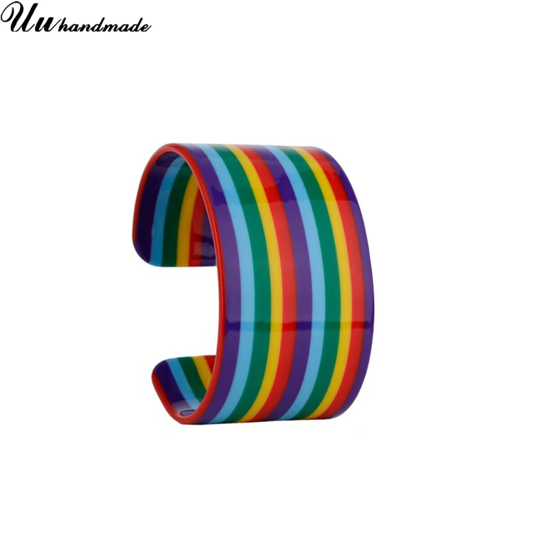 

New Acrylic Wide Open Bracelet Painted Bangles Zebra Pattern Leopard Color Stripes Cuff Bracelets Jewelry Arm Bangle Pulseiras