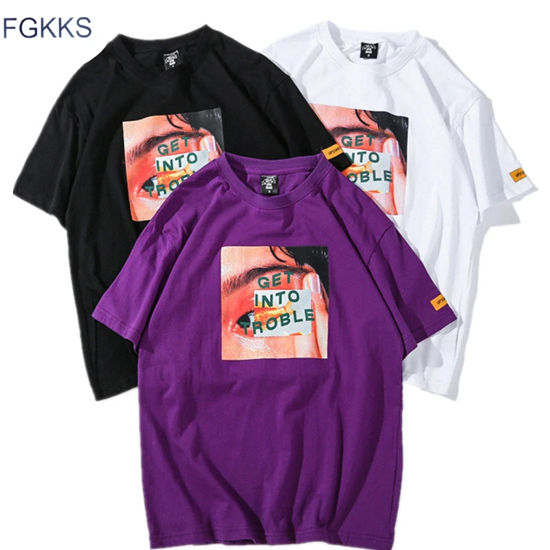 

FGKKS Fashion Brand Men T Shirt 2019 Summer Men's Printing Hip Hop Top Male T-Shirt Short Sleeve Streetwear Top