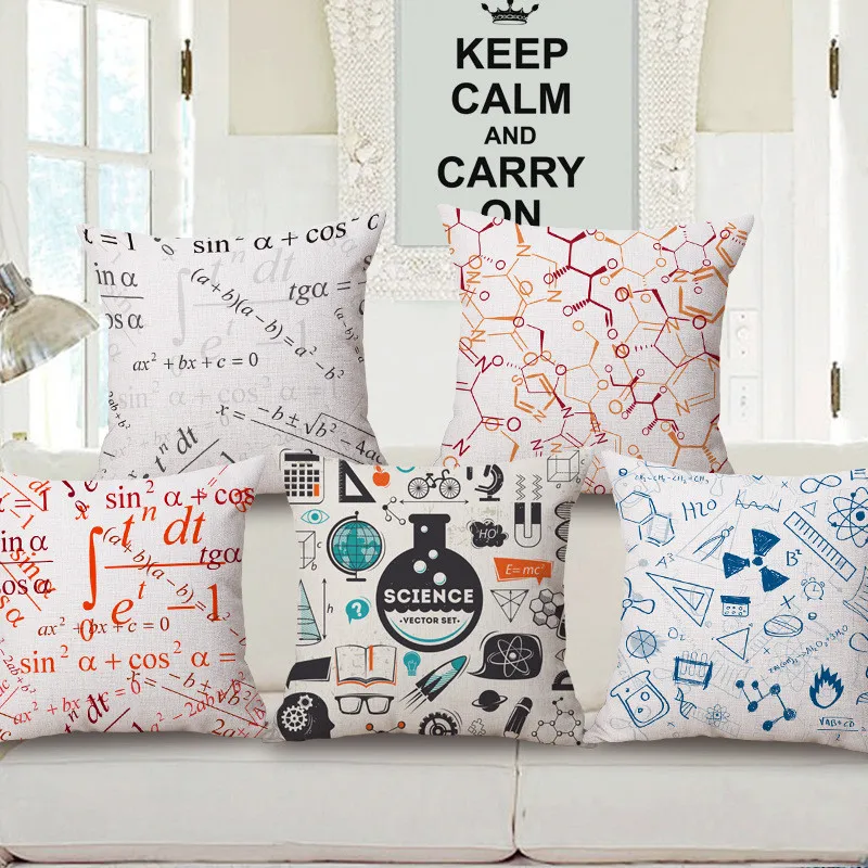 

17 wholesale wedding gift cushion cover 45X45cm personality Mathematical chemistry formula car home sofa decorative pillow case