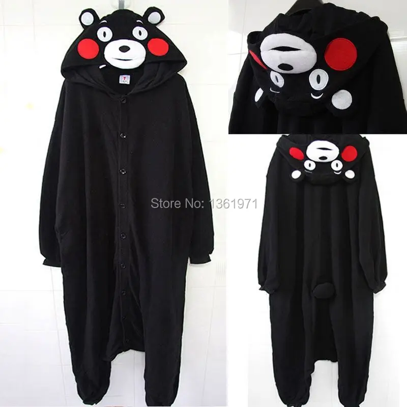 

HKSNG Kumamon Bear Pajamas Animal Winter Women Ladies Onesies Adult Black Bear Cosplay Homewear Footie For Christmas Party