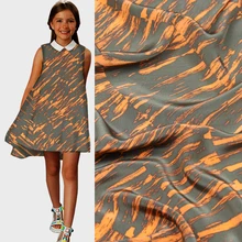 Геометрический дизайн оранжевая полоса дизайн чистый шелк крепдешин ткань, SCDC732