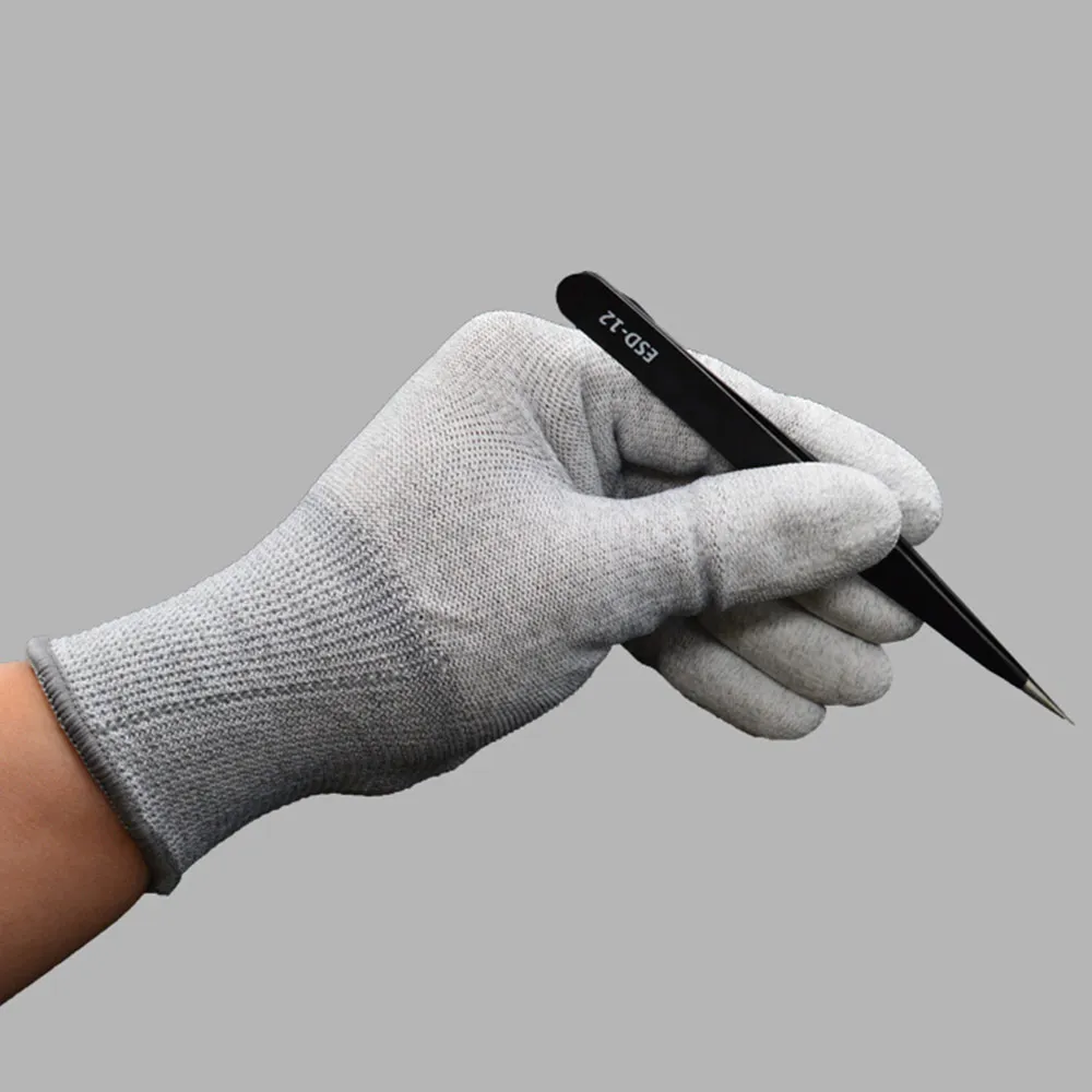 FIXFANS 1 пара Антистатический ESD защитные перчатки противоскользящие PU с покрытием для компьютера PC электронные ремонтные рабочие перчатки(большой размер