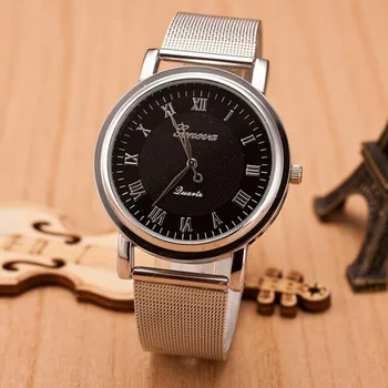 

New Fashion 2017 Watches Mesh Strap Men Geneva Quartz-watch Stainless Steel Relogio Masculino Male Sports Clock WaterproofHours
