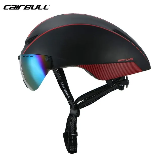 CAIRBULL, Профессиональный велосипедный шлем, AERO-R1, магнитные очки для шоссейного велосипеда, пневматический шлем TT для езды, триальный гоночный шлем - Цвет: black red