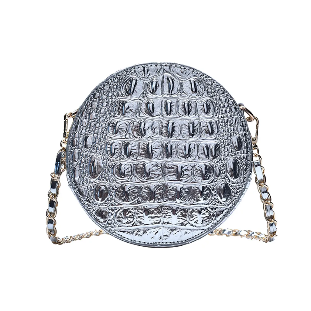 

Crocodile leather fashion round bag 2019 Fashion Women Single Shoulder Small Circular Bag Alligator Texture Zipper Bag #4gh