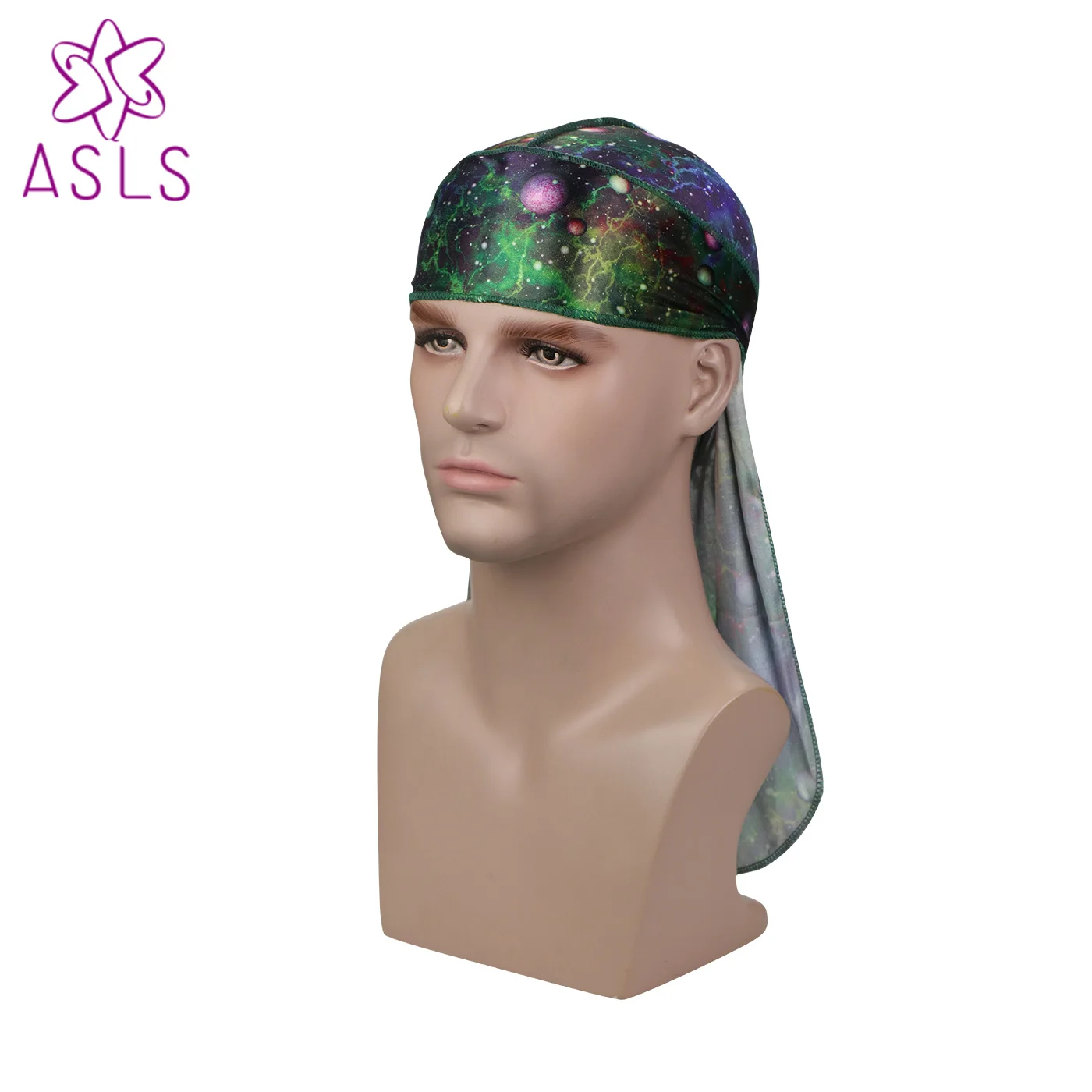 

New Fashion Galactic Galaxy Star Patterns Silky Durag Turban Hat Wigs Durags Doo Rag Headwrap Biker Pirate Hat Hair accessories