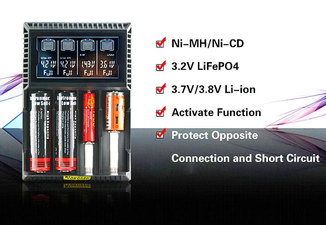 Best Offers Tablet Chargers D4 Digicharger LCD Intelligent Circuitry Global Insurance Li-ion 18650 18500 14500 16340 26650 Battery Charger